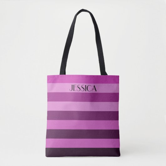 Tote Bag Nom du Motif rayé violet moderne (Devant)