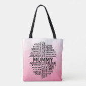 Tote Bag Nom du nuage de mot maman Pink Ombre (Dos)