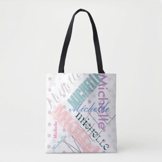Tote Bag Nom du pastel Polka Dot (Devant)
