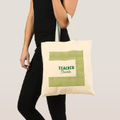 Tote Bag Nom du professeur de bandes vert citron blanc c (Devant (produit))