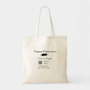 Tote Bag Nom du restaurant scan QR menu ajouter les coordon