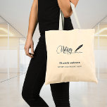 Tote Bag Nom du stylo de signature noir<br><div class="desc">Un arrière - plan transparent décoré d'un stylo à signature noire. Élégant script de style écrit à la main. Personnalisez et ajoutez Votre nom,  texte,  arrière - plan transparent pour que vous puissiez ajouter la couleur de votre marque.</div>