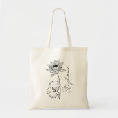 Tote Bag Nom élégant de lotus de fleur de mois de naissance (Devant)