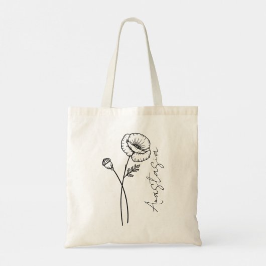 Tote Bag Nom élégant de script Poppy Fleur de naissance d'a (Dos)