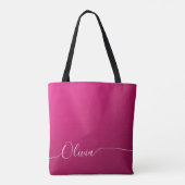Tote Bag Nom élégant en calligraphie blanc avec reflets ros (Dos)