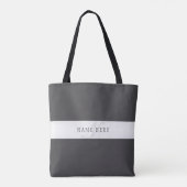 Tote Bag Nom élégant et monogramme | Gris foncé et clair (Dos)