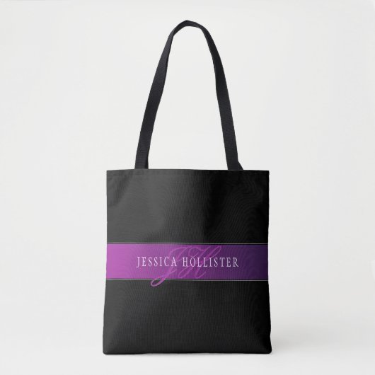 Tote Bag Nom élégant & initiale/s monogrammée/s (Devant)