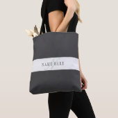 Tote Bag Nom élégant & monogramme | Gris foncé & clair (De près)