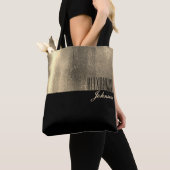 Tote Bag Nom Élégant Or Noir (De près)