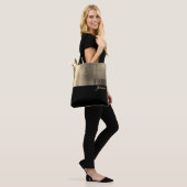 Tote Bag Nom Élégant Or Noir (Sur le modèle)
