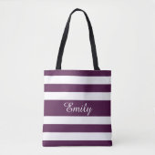 Tote Bag Nom Elegant Purple Stripes (Devant)