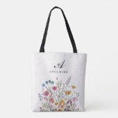 Tote Bag Nom en monogramme Fleur sauvage Bohème Chic (Dos)