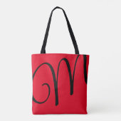 Tote Bag nom et coeur d'amour initial rouge (Dos)