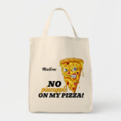 Tote Bag Nom et ingrédient personnalisés Pizza en colère (Devant)