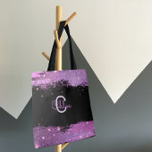 Tote Bag Nom et monogramme élégants en magenta et noir pail