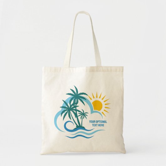 Tote Bag Nom et texte personnalisés Îles tropicales (Devant)