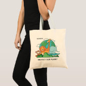 Tote Bag Nom et texte personnalisés Terre avec animaux (Devant (produit))