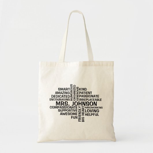 Tote Bag Nom et traits du nuage de mots de l'enseignant (Devant)
