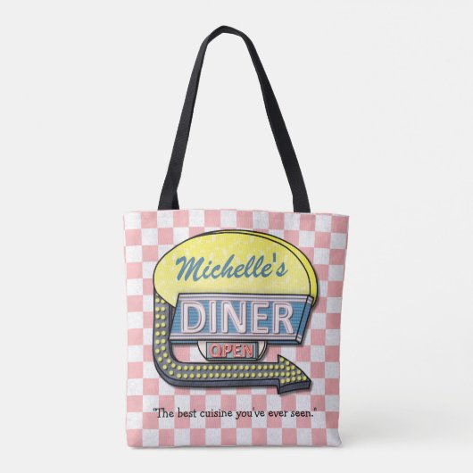 Tote Bag Nom | fait sur commande Checkered rose de les (Dos)