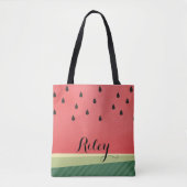 Tote Bag Nom fait sur commande délicieux de la pastèque | (Devant)