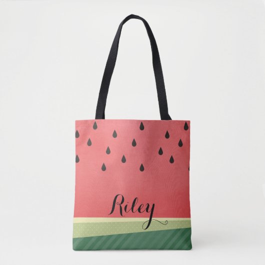 Tote Bag Nom fait sur commande délicieux de la pastèque | (Devant)