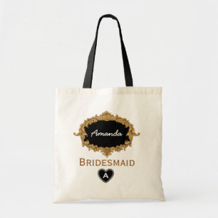 Tote Bag Nom fait sur commande V06 d'or et de demoiselle