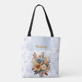 Tote Bag Nom floral bleu élégant (Dos)