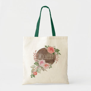Tote Bag Nom floral rustique d'aquarelle