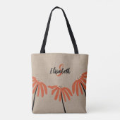 Tote Bag Nom Floral Rustique Monogramme Orange Noir Tan (Dos)