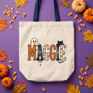 Tote Bag Nom Halloween Kandiboo Orange Noir Épouvantable