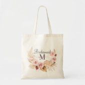 Tote Bag Nom initial de monogramme de script rose noir  (Devant)