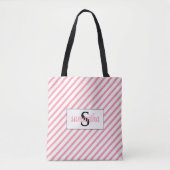 Tote Bag Nom initial du monogramme rose et blanc (Devant)