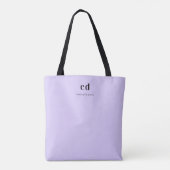 Tote Bag Nom initial du monogramme violet lavande (Dos)