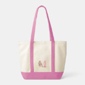 Tote Bag Nom initial élégant moderne Pink Floral Monogramme (Dos)
