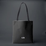 Tote Bag Nom initial minimaliste noir personnalisé monogram<br><div class="desc">Simple minimaliste élégant moderne noir et blanc Personnalisé monogramme initiales nom Sac fourre-tout personnalisé</div>
