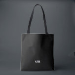 Tote Bag Nom initial minimaliste noir personnalisé monogram<br><div class="desc">Simple minimaliste élégant moderne noir et blanc Personnalisé monogramme initiales nom Sac fourre-tout personnalisé</div>