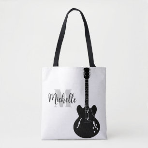 Tote Bag nom, initiale et noire de la clef
