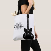 Tote Bag nom, initiale et noire de la clef (De près)