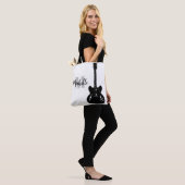 Tote Bag nom, initiale et noire de la clef (Sur le modèle)