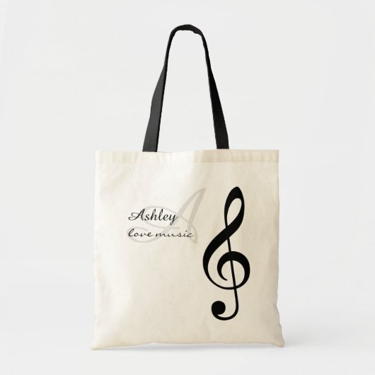 Tote Bag nom, initiale et noire de la clef (Devant)