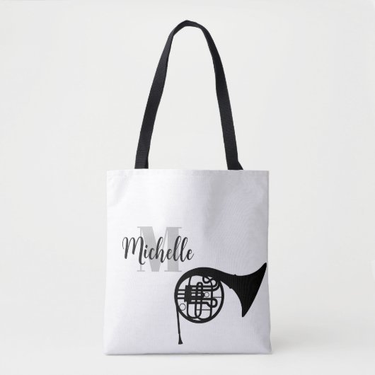 Tote Bag nom, initiale et noire musique de clef triée Guita (Devant)