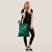 Tote Bag Nom, initiale et noire serrure de clé verte (Sur le modèle)