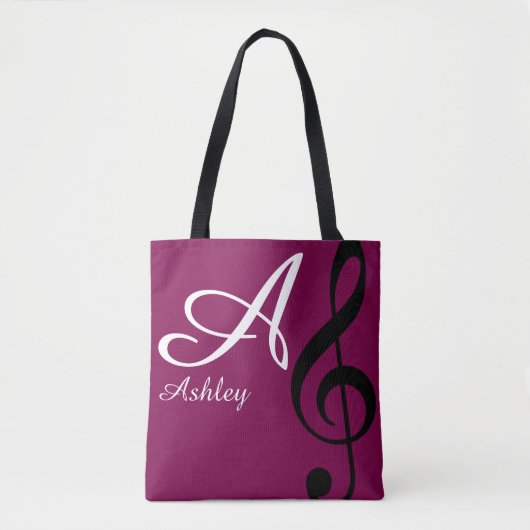 Tote Bag Nom, initiale et noire vin de clef (Devant)