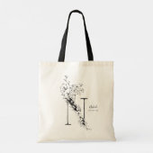 Tote Bag Nom Lettre initiale N floral rustique personnalisé (Dos)