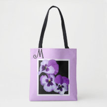 Nom M personnalisable monogramme violet fleuri boh