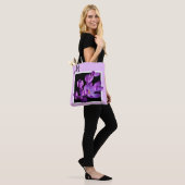 Tote Bag Nom M personnalisable monogramme violet fleuri boh (Sur le modèle)