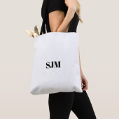 Tote Bag Nom minimal blanc personnalisé monogramme initiale (De près)
