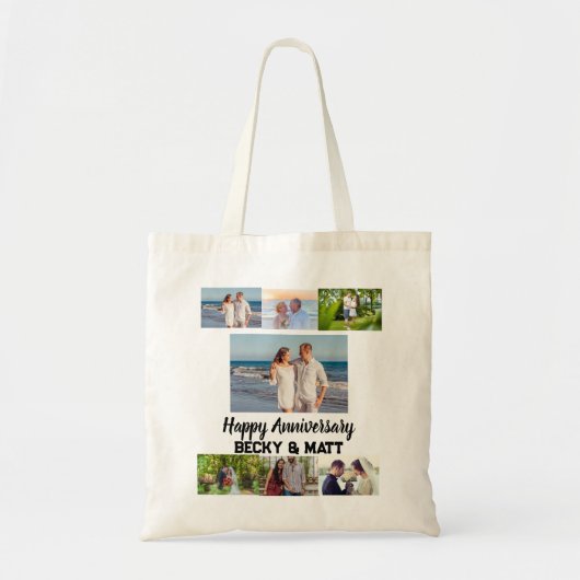 Tote Bag Nom moderne personnalisé 7 Anniversaire photo (Devant)