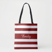 Tote Bag Nom moderne Red Stripes (Devant)