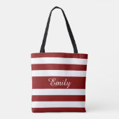 Tote Bag Nom moderne Red Stripes (Dos)